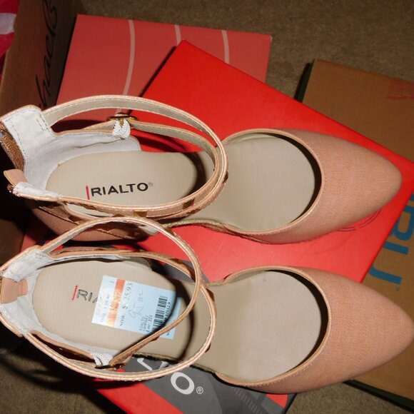 NEW 9.5M RIALTO CAMPARI DUSTY ROSE METALLIC WEDGE CLOSED TOE SHOES - Picture 6 of 10